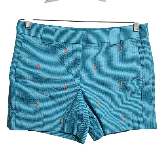 Brooks Brothers Pants - Brooks Brothers Shorts Womens 10 Blue Seahorse Seersucker 346 Embroidered Cotton